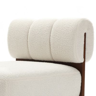 Image showing 5 th LuxenHome Upholstered White Modern Armless Accent Chair