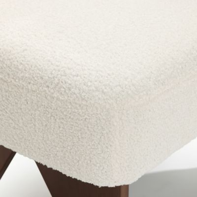 Image showing 6 th LuxenHome Upholstered White Modern Armless Accent Chair