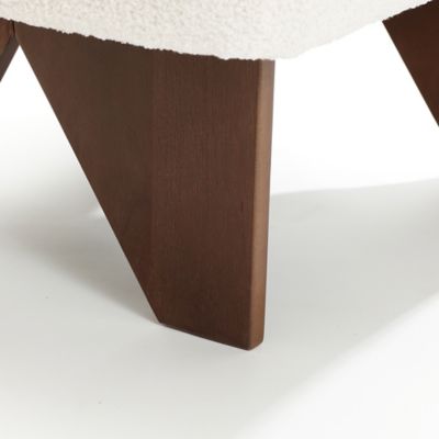 Image showing 7 th LuxenHome Upholstered White Modern Armless Accent Chair