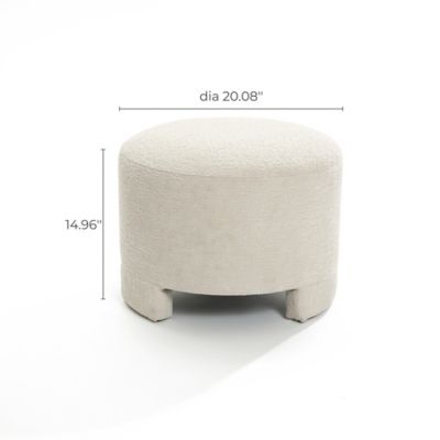 Image showing  Upholstered Cream Modern UShape Back Accent Chair with Matching Ottoman