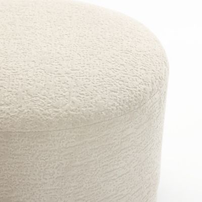 Image showing  Upholstered Cream Modern Round Ottoman