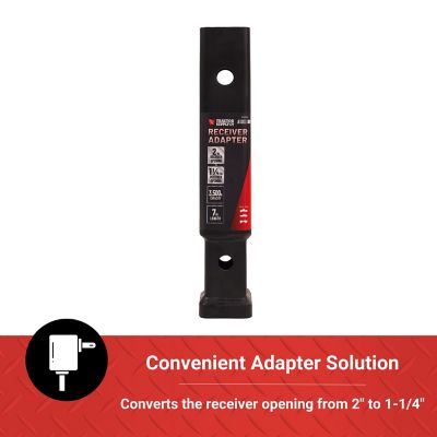 Image showing  Towing Hitch Receiver Adapter, Converts 2 in. to 1-1/4 in., Matte Black