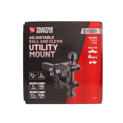 Image showing 7 th Tractor Supply 2 in. Adjustable Ball and Clevis Utility Mount with 2 in. and 2-5/16 in. Balls, 2.5 in. Drop, 10,000 lb. Capacity