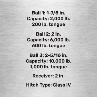 Image showing  2 in. Tri-Ball Hitch Mount with 1-7/8 in., 2 in. and 2-5/16 in. Balls, 10,000 lb. Capacity