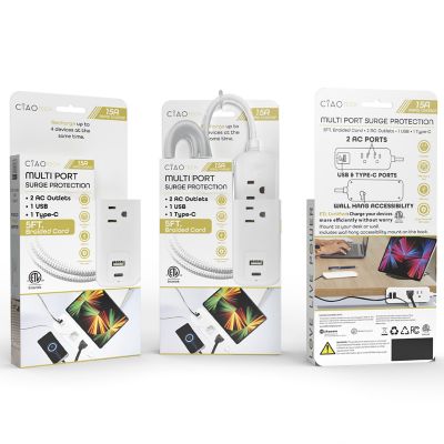 CIAO Tech Extendble Cord with Dual USB, CPAT500-042