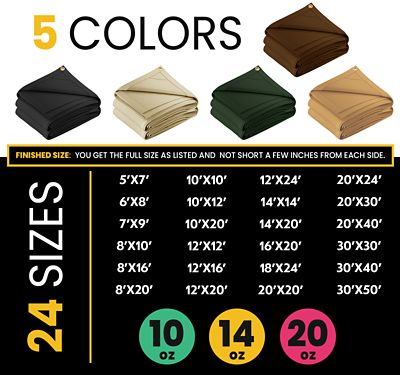 Image showing  Water and UV Resistant Canvas Tarp, PT-305-8X10