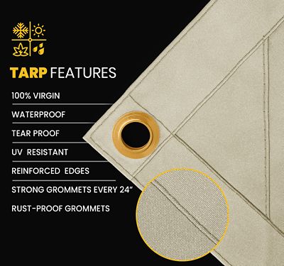 Image showing  Water and UV Resistant Canvas Tarp, PT-304-10X20