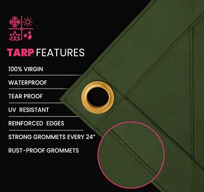 Image showing  Water and UV Resistant Canvas Tarp, PT-403-12X12