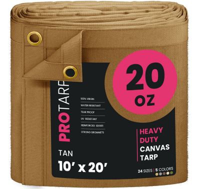 Protarp Water and UV Resistant Canvas Tarp, PT-405-10X20
