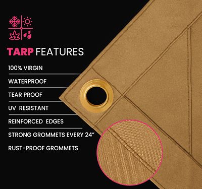 Image showing  Water and UV Resistant Canvas Tarp, PT-405-14X20