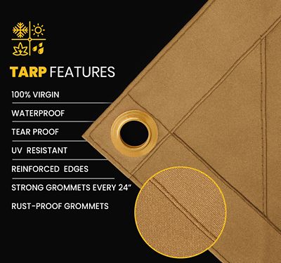 Image showing  Water and UV Resistant Canvas Tarp, PT-305-18X24