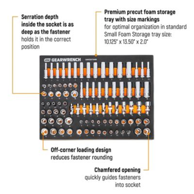 Image showing  89 pc. 1/4 in. Drive Master Metric Socket Set in Foam Storage Tray