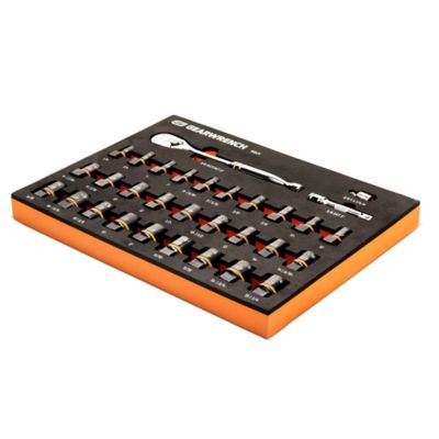 Image showing  31 pc. 3/8 in. Drive 90T Ratchet and Bolt Biter Socket Set with Foam Storage Tray