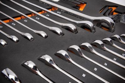 Image showing  44 pc. 90T SAE/Metric Combination Ratcheting Wrench & Long Arm Hex Key Set with Foam Storage Tray