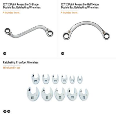 Image showing  19 pc. Specialty Ratcheting SAE Wrench Set in Foam Storage Tray