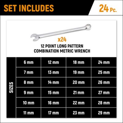 Image showing  24 pc. 12 Point Long Pattern Combination Metric Wrench Set in Foam Storage Tray