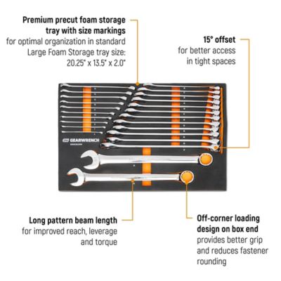 Image showing  24 pc. 12 Point Long Pattern Combination Metric Wrench Set in Foam Storage Tray