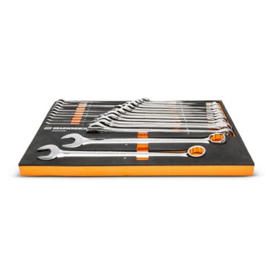 Image showing 5 th GEARWRENCH 24 pc. 12 Point Long Pattern Combination Metric Wrench Set in Foam Storage Tray