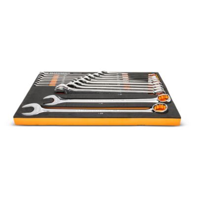 Image showing  19 pc. 12 Point Long Pattern Combination SAE Wrench Set in Foam Storage Tray
