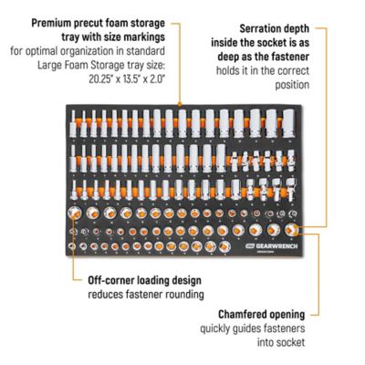Image showing  104 Pc. 3/8 in. Drive Master Metric Socket Set in Foam Storage Tray
