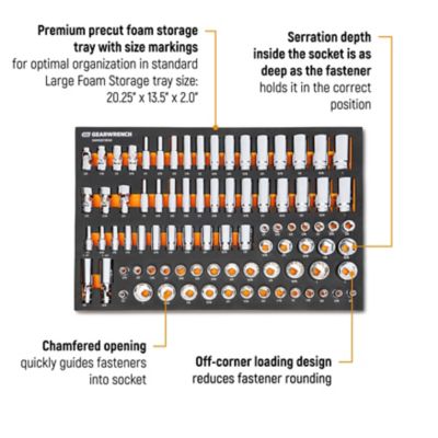 Image showing  85 pc. 3/8 in. Drive Master SAE Socket Set in Foam Storage Tray