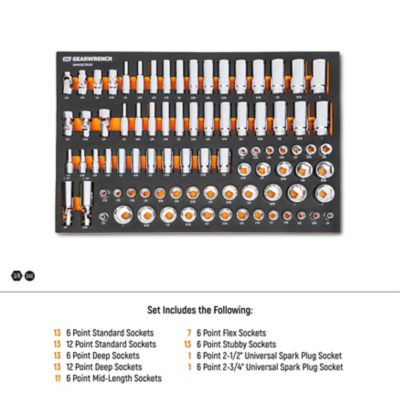 Image showing  85 pc. 3/8 in. Drive Master SAE Socket Set in Foam Storage Tray