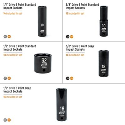 Image showing  66 Pc. 1/4 in., 3/8 in., 1/2 in. Drive 6 Point Metric Impact Socket Set in Foam Storage Tray