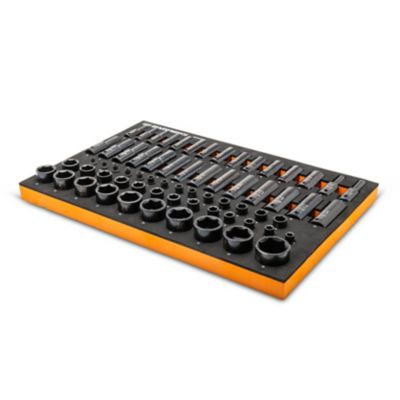 Image showing 6 th GEARWRENCH 66 Pc. 1/4 in., 3/8 in., 1/2 in. Drive 6 Point Metric Impact Socket Set in Foam Storage Tray