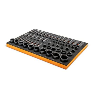 Image showing 5 th GEARWRENCH 63 pc. 1/4 in., 3/8 in., 1/2 in. Drive 6 Point SAE Impact Socket Set in Foam Storage Tray