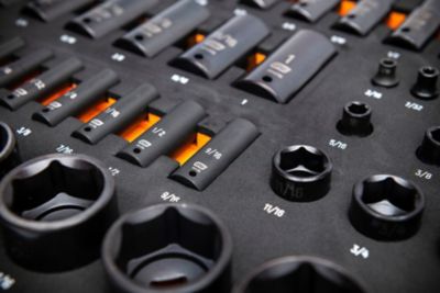 Image showing 6 th GEARWRENCH 63 pc. 1/4 in., 3/8 in., 1/2 in. Drive 6 Point SAE Impact Socket Set in Foam Storage Tray