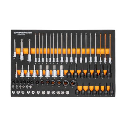 GearWrench 74 pc. 1/4 in., 3/8 in., 1/2 in. Drive Metric Bit Socket Set in Foam Storage Tray
