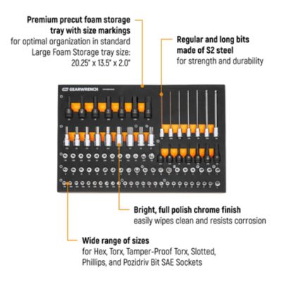 Image showing  88 pc. 1/4 in., 3/8 in., 1/2 in. Drive SAE Bit Socket Set in Foam Storage Tray