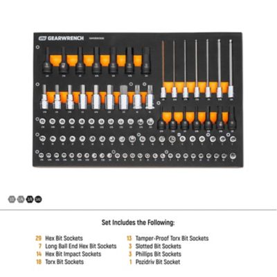 Image showing  88 pc. 1/4 in., 3/8 in., 1/2 in. Drive SAE Bit Socket Set in Foam Storage Tray