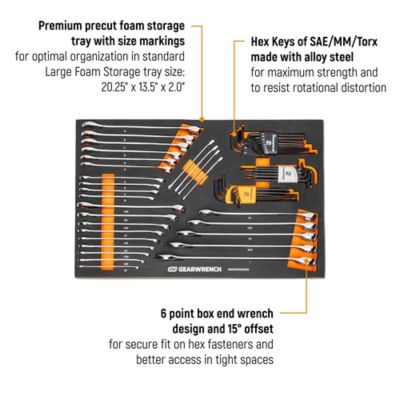 Image showing  59 pc. 6 Point Combination Wrench and Hex Key Set in Foam Storage Tray