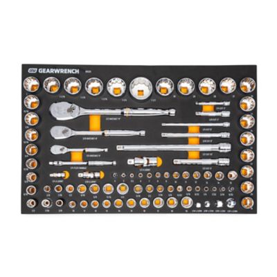GearWrench 83 pc. 1/4 in., 3/8 in., & 1/2 in. 90-Tooth SAE/Metric Mechanics Tool Set with Foam Storage Tray