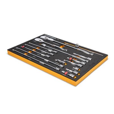 Image showing  16 pc. 1/2 in. 90-Tooth Ratchet & Drive Tool Set with Foam Storage Tray