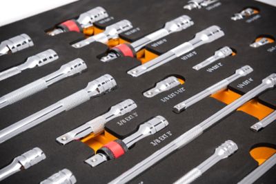 Image showing 5 th GEARWRENCH 29 pc. 1/4 in., 3/8 in., 1/2 in. Drive Master Chrome Drive Tool Accessories Set with Foam Storage Tray