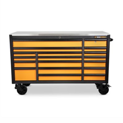 GearWrench 72 in. 18 Drawer Rolling Tool Cabinet with Stainless Steel Worktop with Black Drawer Pull