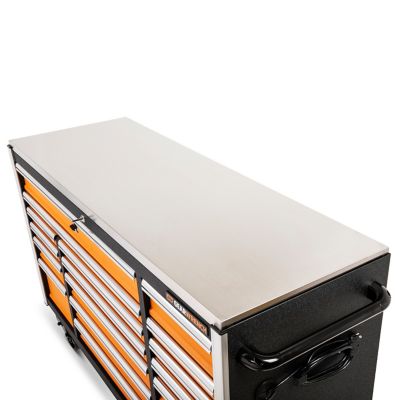 Image showing  72 in. 18 Drawer Rolling Tool Cabinet with Stainless Steel Worktop and Chrome Drawer Pull