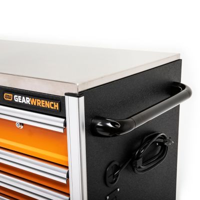 Image showing  72 in. 18 Drawer Rolling Tool Cabinet with Stainless Steel Worktop and Chrome Drawer Pull