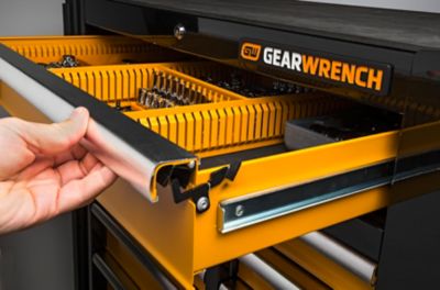 Image showing  42 in. 11 Drawer Black & Orange Mobile Work Station