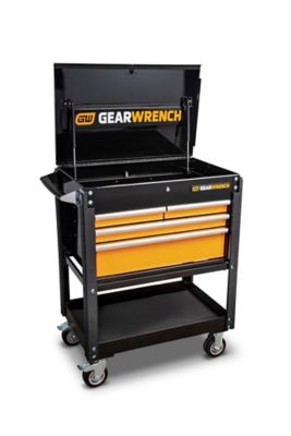 Image showing  33 in. 4 Drawer Black & Orange Utility Cart