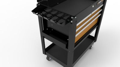 Image showing  33 in. 4 Drawer Black & Orange Utility Cart