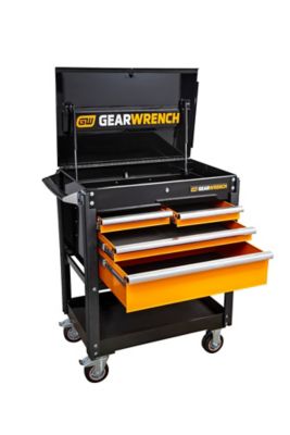 Image showing 7 th GEARWRENCH 33 in. 4 Drawer Black & Orange Utility Cart