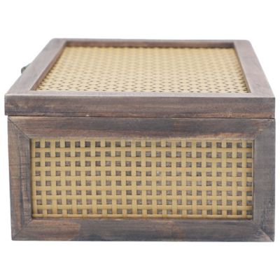 Image showing  Medium Wood and Cane Box, 8 in.