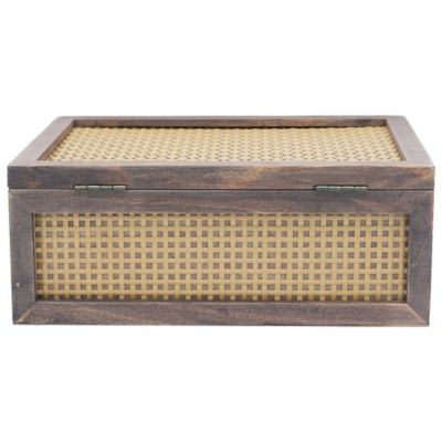 Image showing  Medium Wood and Cane Box, 8 in.