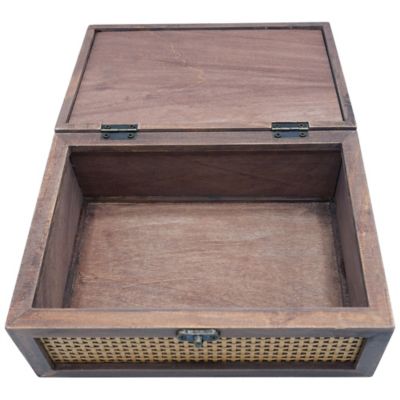 Image showing  Medium Wood and Cane Box, 8 in.
