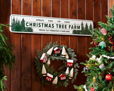 Image showing  Embossed Metal Christmas Tree Wall Sign, 45 in.