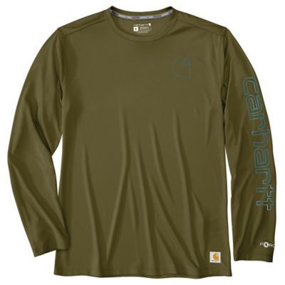 Carhartt Men's Force Sun Defender Lightweight Logo Graphic Crew Neck Long-Sleeve T-Shirt