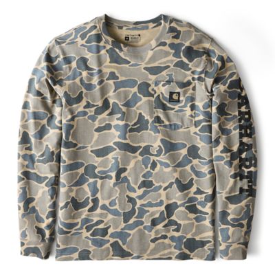 Carhartt Men's Relaxed Fit Heavyweight Long-Sleeve Pocket Camo Logo Graphic T-Shirt